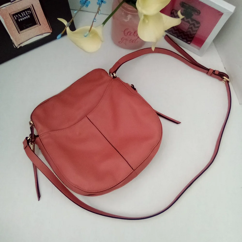 Vince Camuto Bag Women's Crossbody Purse Kenzys Leather, Salmon Sushi Pink